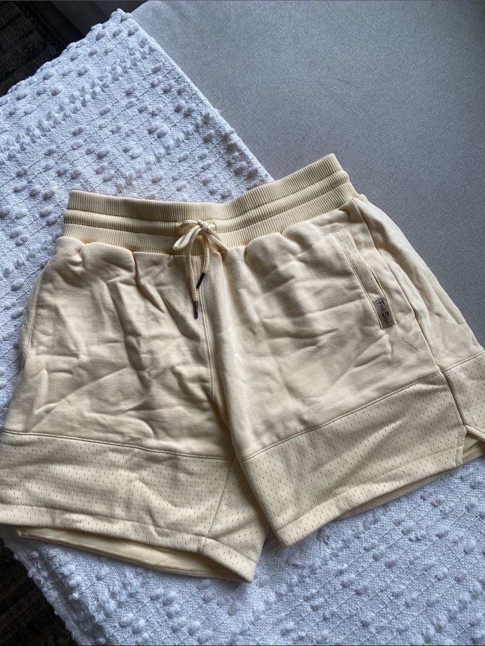 Mitchell & Ness Women's Light Cream Athletic Drawstring Shorts
